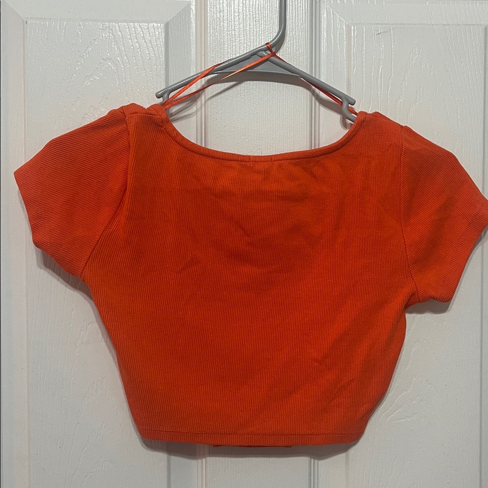 Garage Bright Orange Ribbed Top - Picture 3 of 4